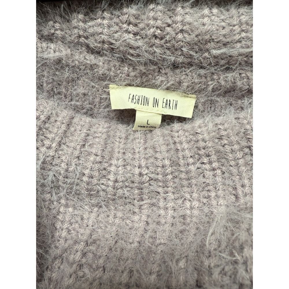 Fashion On Earth Purple Fuzzy Off Shoulder Sweater. Womens. Sz L - Picture 4 of 6